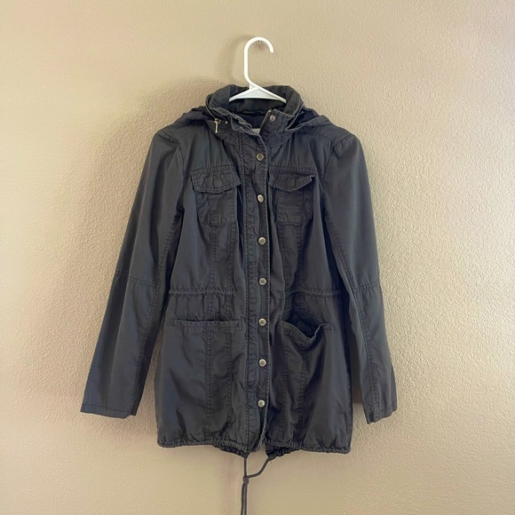 Gray utility zip up jacket - Picture 1 of 6